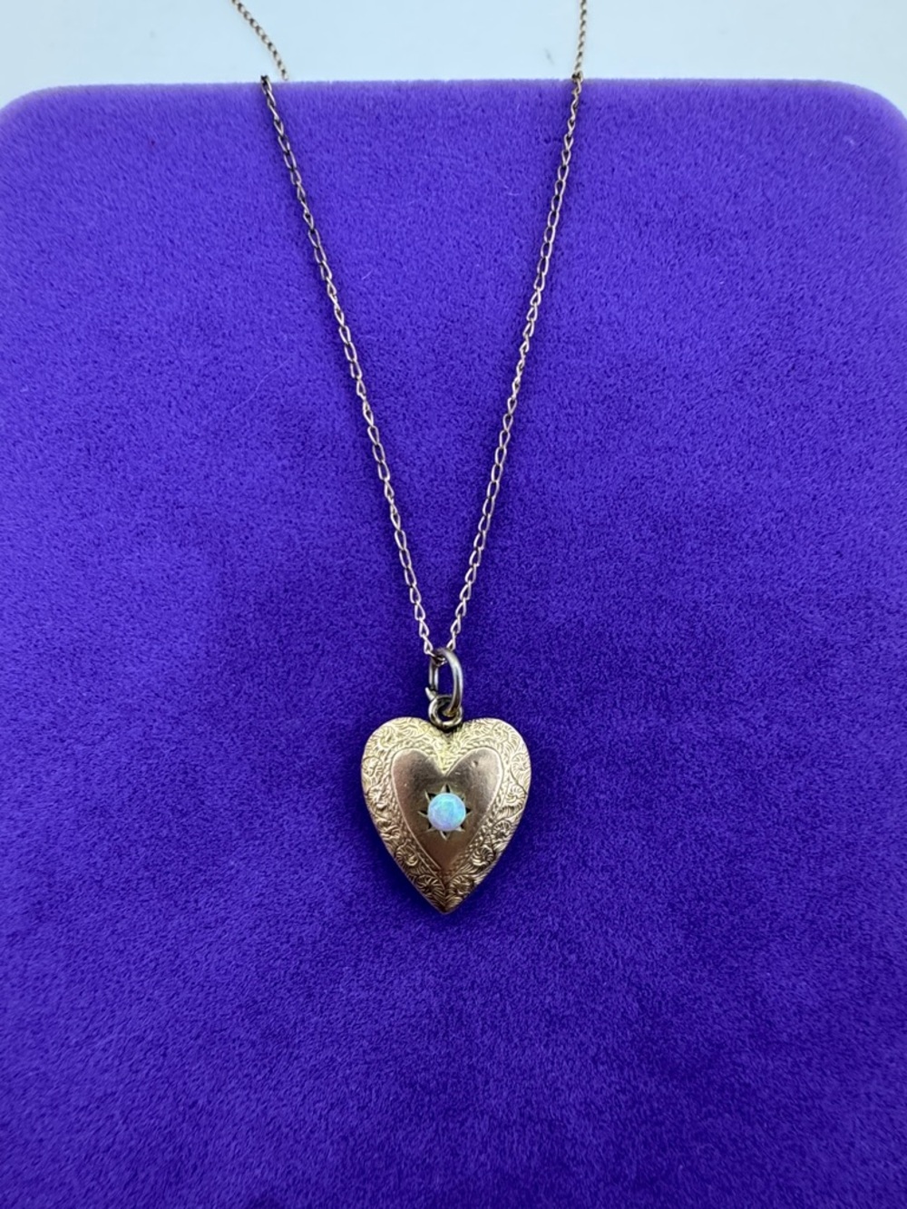 💛 Vintage 1/20 12k Gold Heart Necklace with Opal Accent | Old Romantic